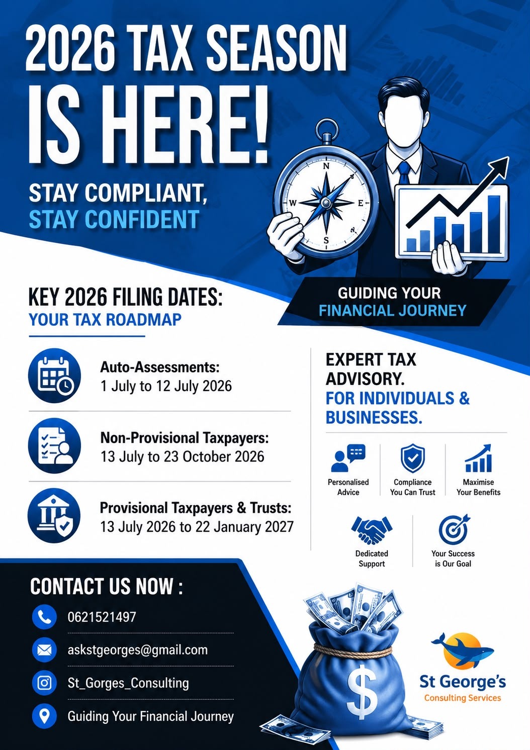 St George's Consulting 2026 tax season information poster